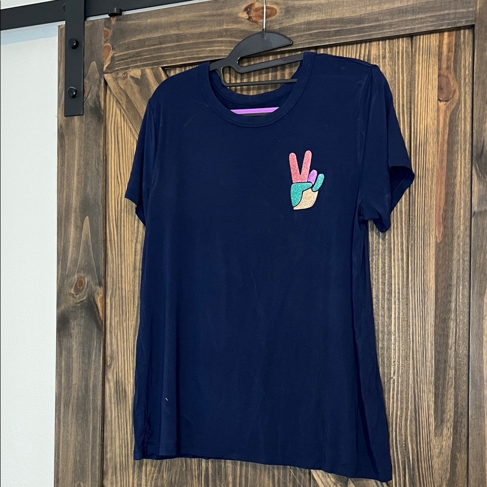 Old Navy Navy Blue Tee with Peace Sign Graphic
